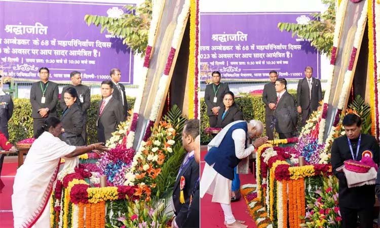 அம்பேத்கர் நினைவு தினம்; ஜனாதிபதி,  பிரதமர் மோடி மலர்தூவி மரியாதை